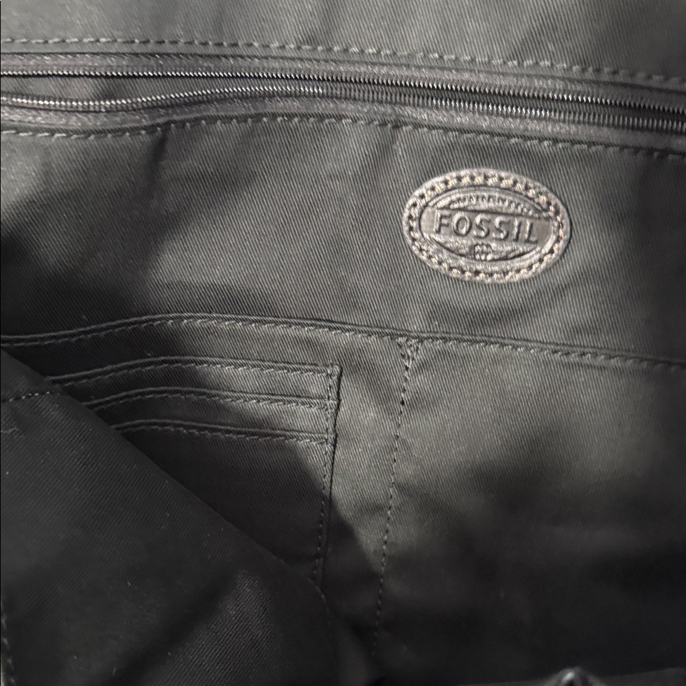 Fossil Black Leather Laptop Bag - Picture 8 of 11